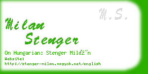 milan stenger business card